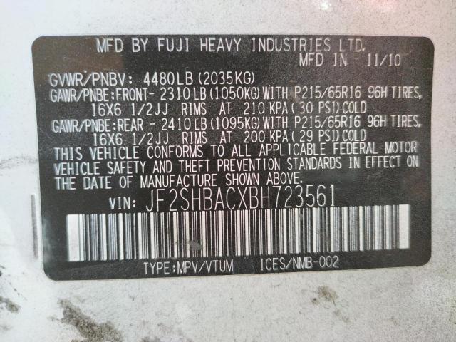Photo 10 from auction – 2011 SUBARU FORESTER 2 with VIN JF2SHBACXBH723561