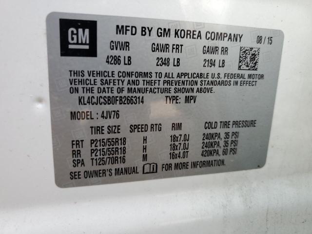 Photo 10 from auction – 2015 BUICK ENCORE with VIN KL4CJCSB0FB266314