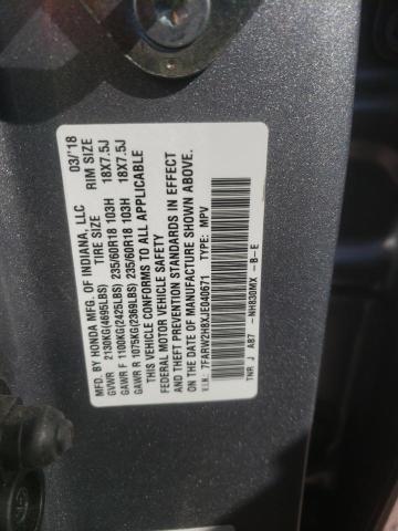 Photo 10 from auction – 2018 HONDA CR-V EXL with VIN 7FARW2H8XJE040671