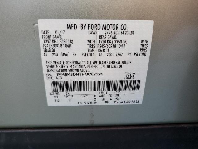 Photo 10 from auction – 2017 FORD EXPLORER X with VIN 1FM5K8DH3HGC07124