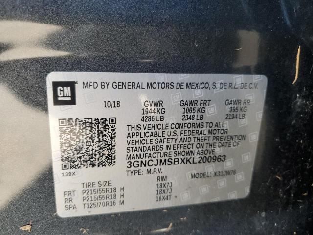 Photo 10 from auction – 2019 CHEVROLET TRAX PREMI with VIN 3GNCJMSBXKL200963