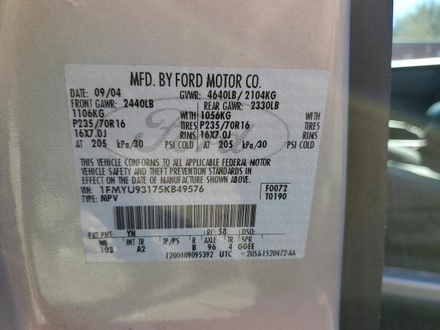 Photo 10 from auction – 2005 FORD ESCAPE XLT with VIN 1FMYU93175KB49576
