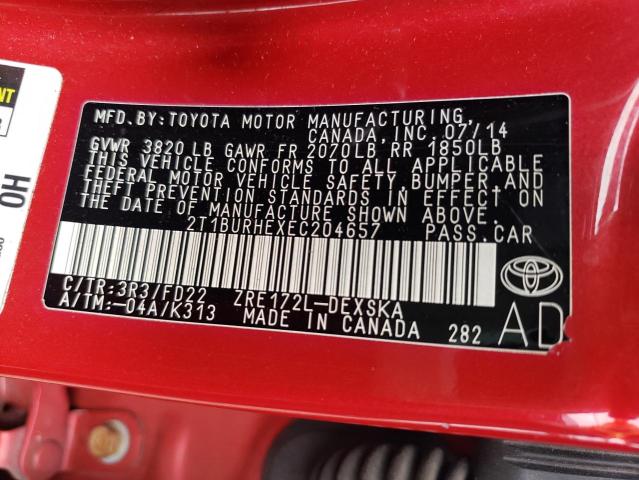 Photo 10 from auction – 2014 TOYOTA COROLLA L with VIN 2T1BURHEXEC204657