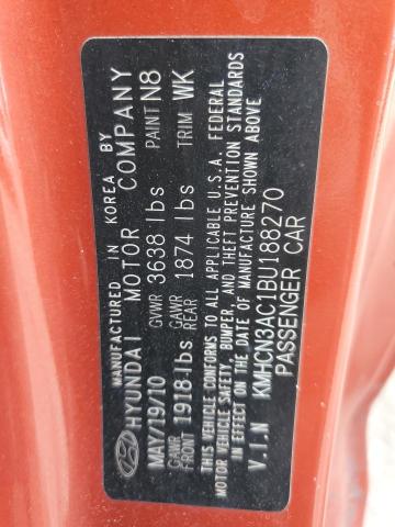 Photo 10 from auction – 2011 HYUNDAI ACCENT SE with VIN KMHCN3AC1BU188270