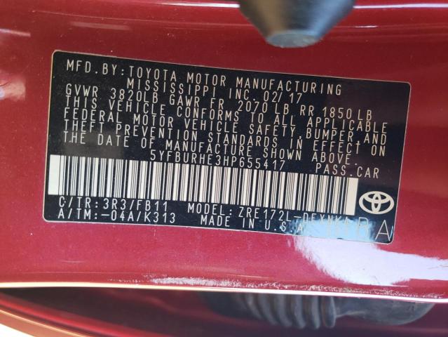 Photo 10 from auction – 2017 TOYOTA COROLLA L with VIN 5YFBURHE3HP655417