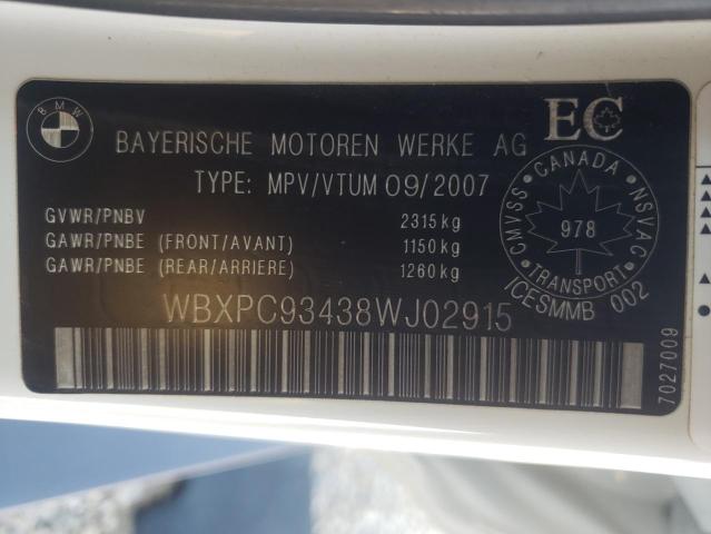 Photo 10 from auction – 2008 BMW X3 3.0SI with VIN WBXPC93438WJ02915