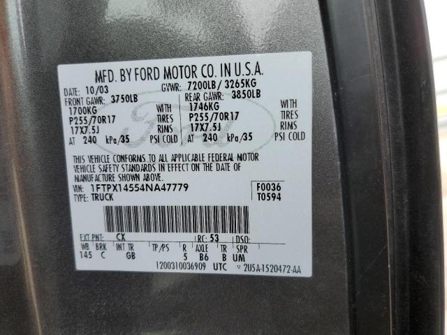 Photo 10 from auction – 2004 FORD F150 with VIN 1FTPX14554NA47779