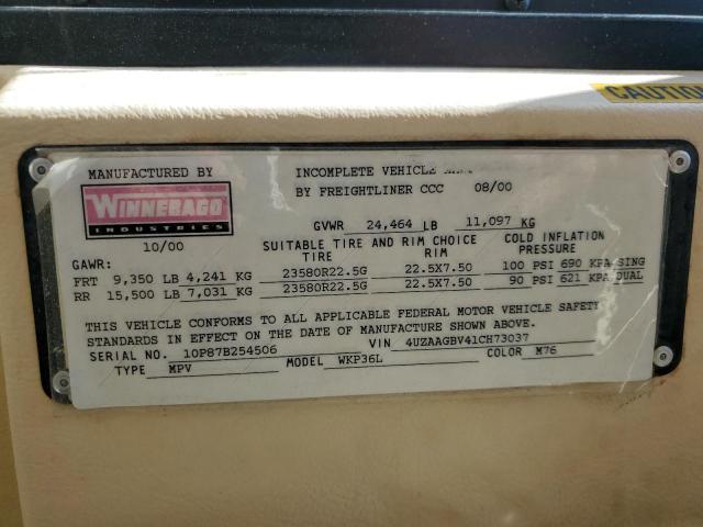 Photo 10 from auction – 2001 FREIGHTLINER CHASSIS X with VIN 4UZAAGBV41CH73037