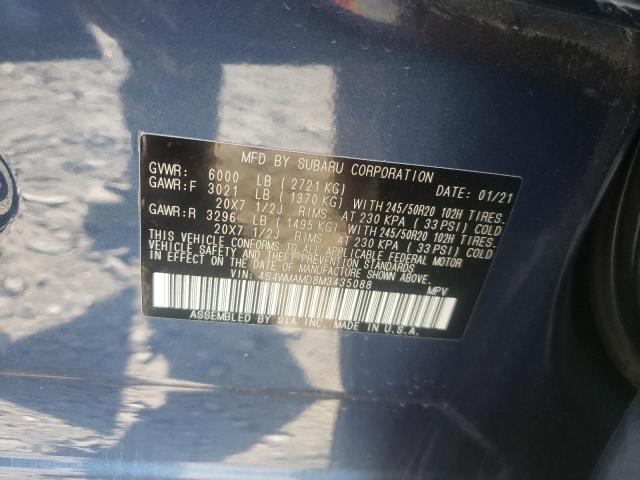 Photo 10 from auction – 2021 SUBARU ASCENT LIM with VIN 4S4WMAMD8M3435088