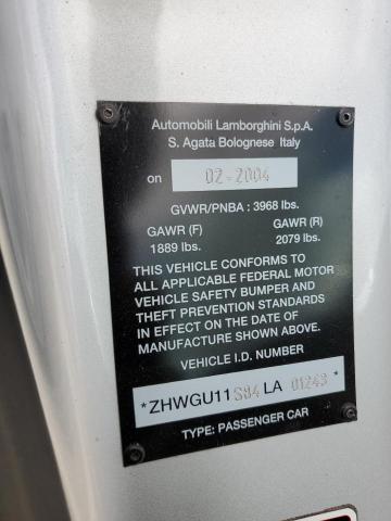 Photo 10 from auction – 2004 LAMBORGHINI GALLARDO with VIN ZHWGU11S84LA01243