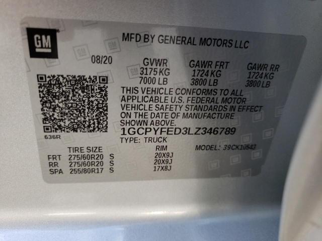 Photo 10 from auction – 2020 CHEVROLET SILVERADO with VIN 1GCPYFED3LZ346789