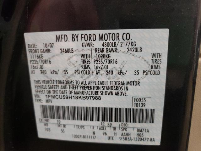 Photo 10 from auction – 2008 FORD ESCAPE HEV with VIN 1FMCU59H18KB97988