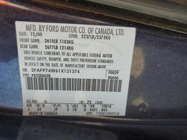 Photo 10 from auction – 2001 FORD CROWN VICT with VIN 2FAFP74W61X131374