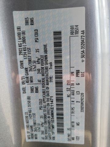 Photo 10 from auction – 2021 FORD F150 with VIN 1FTMF1E54MKE11471