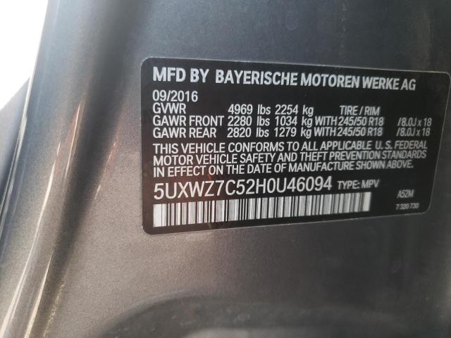 Photo 10 from auction – 2017 BMW X3 SDRIVE2 with VIN 5UXWZ7C52H0U46094