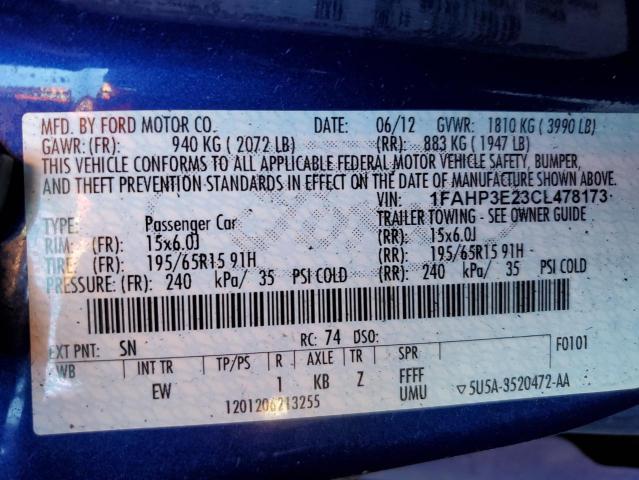 Photo 10 from auction – 2012 FORD FOCUS S with VIN 1FAHP3E23CL478173