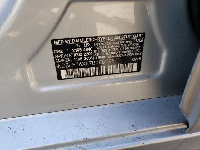 Photo 10 from auction – 2007 MERCEDES-BENZ E 350 with VIN WDBUF56X87B088195