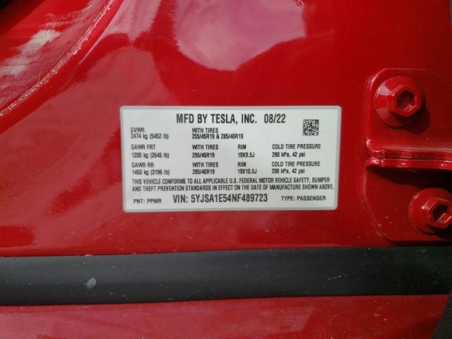 Photo 10 from auction – 2022 TESLA MODEL S with VIN 5YJSA1E54NF489723