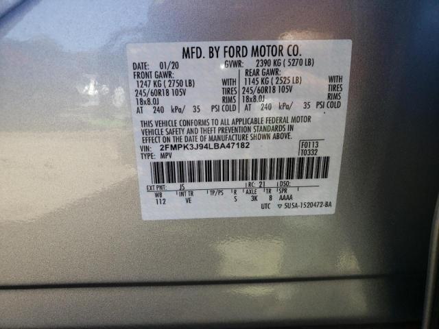 Photo 10 from auction – 2020 FORD EDGE SEL with VIN 2FMPK3J94LBA47182