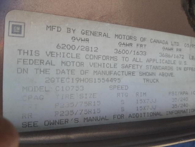 Photo 10 from auction – 1995 GMC SIERRA C15 with VIN 2GTEC19H0S1554495