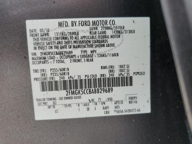 Photo 10 from auction – 2010 FORD FLEX SEL with VIN 2FMGK5CC8ABB29689