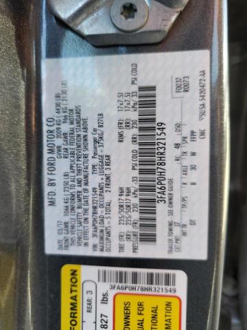 Photo 10 from auction – 2017 FORD FUSION SE with VIN 3FA6P0H78HR321549