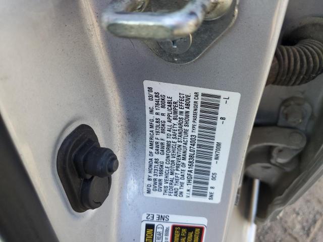 Photo 10 from auction – 2008 HONDA CIVIC EX with VIN 1HGFA16838L074003