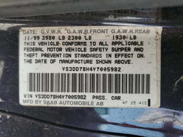 Photo 10 from auction – 2000 SAAB 9-3 with VIN YS3DD78H4Y7005982