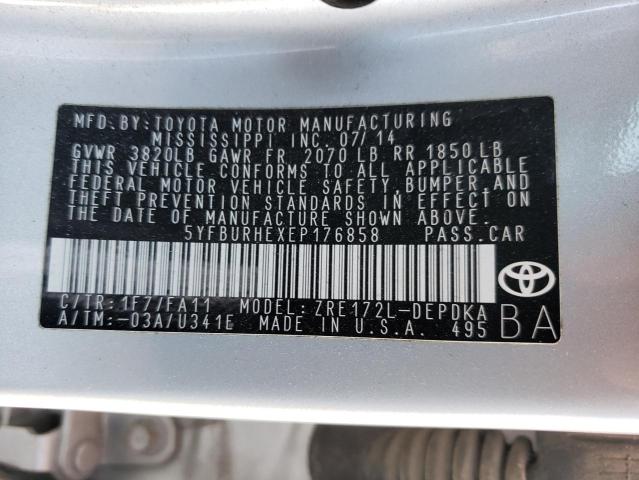 Photo 10 from auction – 2014 TOYOTA COROLLA L with VIN 5YFBURHEXEP176858