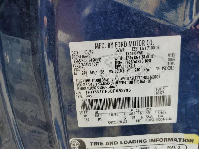 Photo 10 from auction – 2012 FORD F150 SUPER with VIN 1FTFW1CF0CFA52793