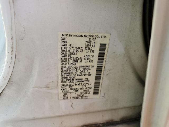 Photo 10 from auction – 2008 NISSAN ARMADA SE with VIN 5N1AA08C78N622797
