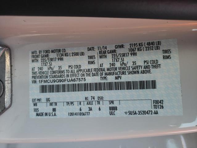 Photo 10 from auction – 2015 FORD ESCAPE SE with VIN 1FMCU9G90FUA67575
