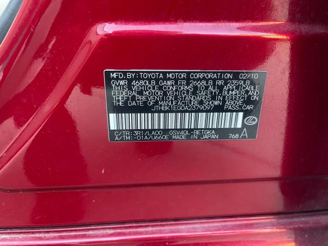 Photo 10 from auction – 2010 LEXUS ES 350 with VIN JTHBK1EG0A2379097