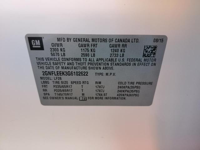 Photo 10 from auction – 2016 CHEVROLET EQUINOX with VIN 2GNFLEEK3G6102622