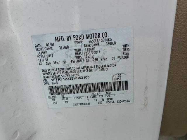 Photo 10 from auction – 2008 FORD F150 with VIN 1FTRF12228KB53103