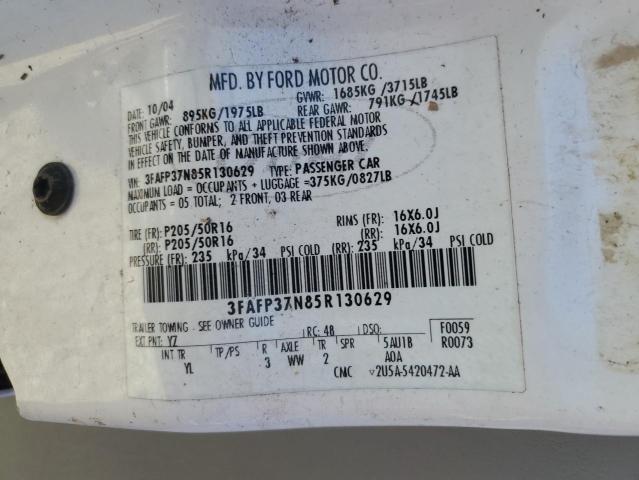 Photo 10 from auction – 2005 FORD FOCUS ZX5 with VIN 3FAFP37N85R130629