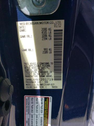 Photo 10 from auction – 2012 NISSAN ALTIMA SR with VIN 1N4BL2EP8CC201719