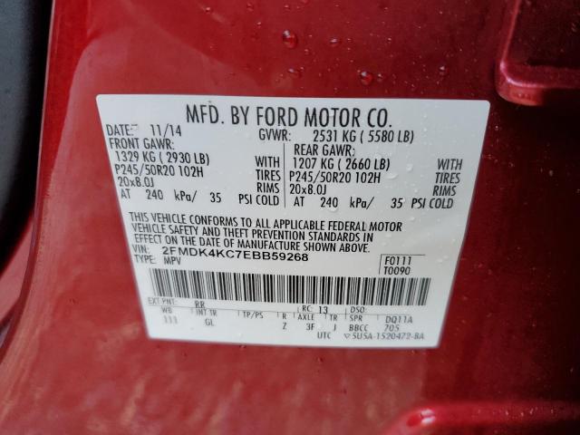 Photo 10 from auction – 2014 FORD EDGE LIMIT with VIN 2FMDK4KC7EBB59268