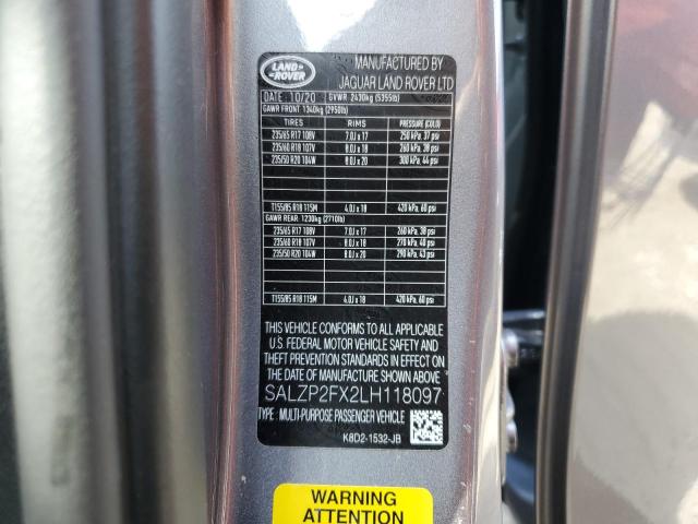 Photo 10 from auction – 2020 LAND ROVER RANGE ROVE with VIN SALZP2FX2LH118097