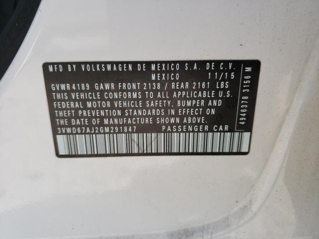 Photo 10 from auction – 2016 VOLKSWAGEN JETTA SE with VIN 3VWD67AJ2GM291847