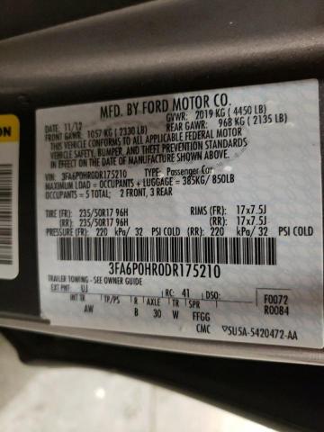 Photo 10 from auction – 2013 FORD FUSION SE with VIN 3FA6P0HR0DR175210