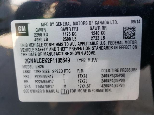 Photo 10 from auction – 2015 CHEVROLET EQUINOX LT with VIN 2GNALCEK2F1105649