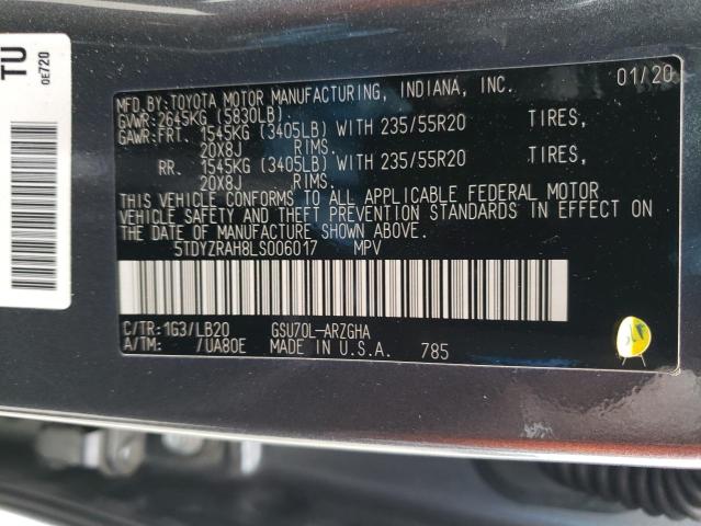 Photo 10 from auction – 2020 TOYOTA HIGHLANDER with VIN 5TDYZRAH8LS006017
