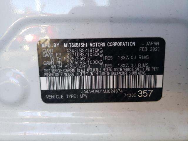 Photo 10 from auction – 2021 MITSUBISHI OUTLANDER with VIN JA4ARUAU1MU024674