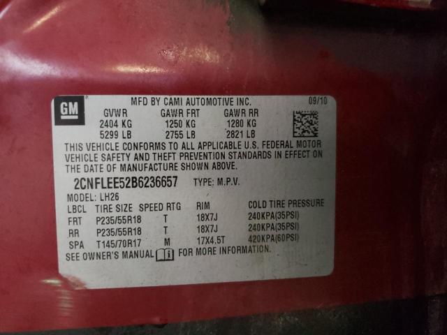 Photo 10 from auction – 2011 CHEVROLET EQUINOX LT with VIN 2CNFLEE52B6236657