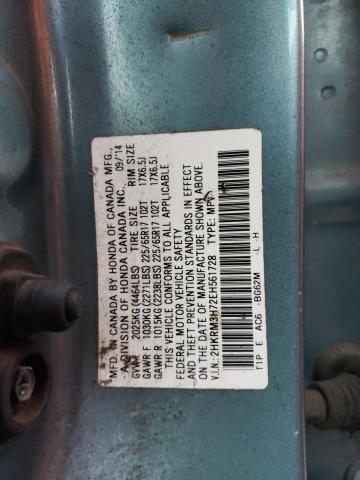 Photo 10 from auction – 2014 HONDA CR-V EXL with VIN 2HKRM3H72EH561728