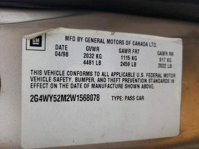 Photo 10 from auction – 1998 BUICK CENTURY LI with VIN 2G4WY52M2W1568078