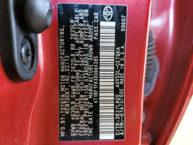 Photo 10 from auction – 2013 TOYOTA CAMRY L with VIN 4T1BF1FKXDU664385