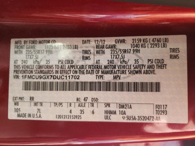 Photo 10 from auction – 2013 FORD ESCAPE SE with VIN 1FMCU9GX7DUC11702