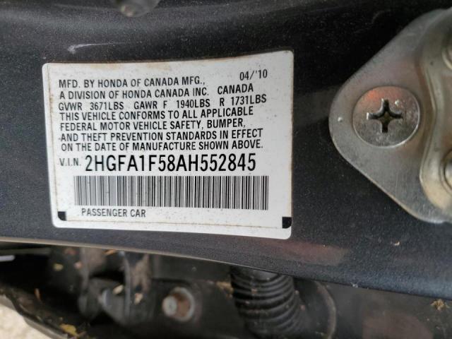 Photo 10 from auction – 2010 HONDA CIVIC LX with VIN 2HGFA1F58AH552845
